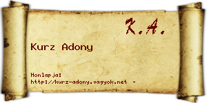 Kurz Adony névjegykártya